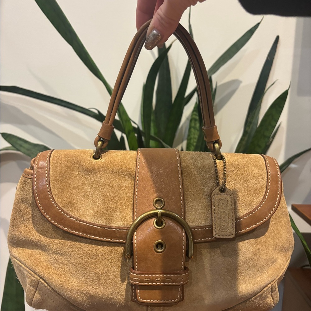 Mint Coach Vintage Suede Top Handle Soho